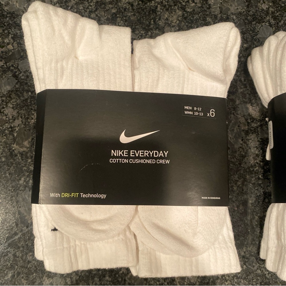 Lot of 2x Nike Everyday Cotton Cushioned Crew Dri-Fit Socks Sz L 12 Pairs NEW - Picture 2 of 5